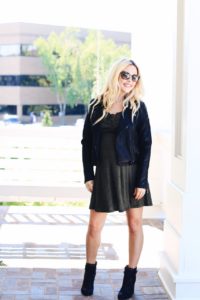 leather jacket and booties; fall fashion trends. Nashville Wifestyles