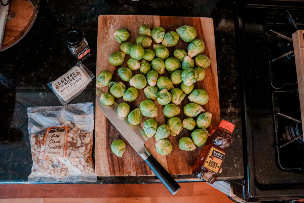 Honey Roasted Brussel Sprouts by popular Nashville life and style blog, Nashville Wifestyles: image of Brussel sprouts and a Sue Bee honey bear.