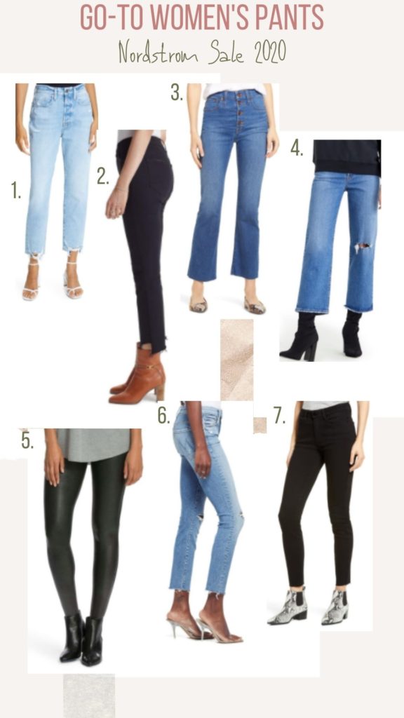 Nordstrom Anniversary Sale by popular Nashville fashion blog, Nashville Wifestyles: collage image of Nordstrom Spanx faux leather leggings and jeans. 