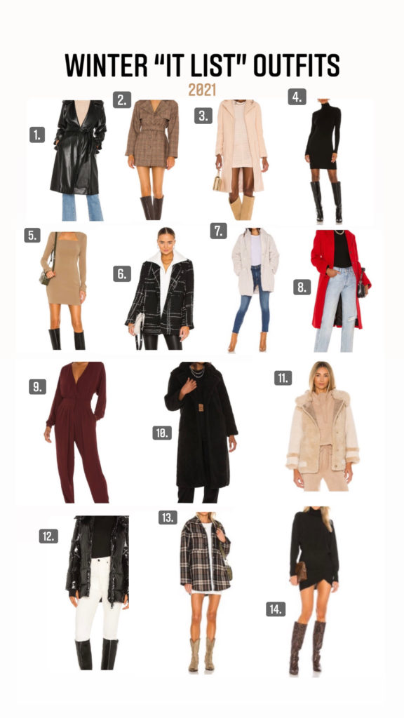 Winter Outfits by popular Nashville fashion blog, Nashville Wifestyles: collage image of a faux leather jacket, plaid jacket, cream coat, black turtleneck bodycon dress, Kahki dress, Banine Bing Kaia Blazer in black plaid, Free People Ella puffer jacket, Hudson jeans, MSGM long coat in red, Dorsey Paulette necklace in gold, Enza costa rib long sleeve turtleneck bodysuit, BB Dakota Paddington faux fur coat in black, chevon top in black, jessi jogger pant in black, White + Warren cashmere plush rib beanie in black, bubish ellie fur jacket, John Elliott Two tone cahsmere hoodie in cmael, Sam sosho jacket in jet, commando patent leggings in white, chaser cropped funnel neck sweatshirt in true black, Anine Bing, Felicia boots in black, divine heritage work shirt jacket in charcoal, line & dot mika sweater dress in natural, Ray Outlaw boot in dark tan, lovers + friends kiana sweater dress in black. 
