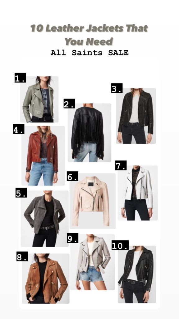 All Saints Leather Jackets by popular Nashville fashion blog, Nashville Wifestyles: collage image of All Saints leather jackets. 