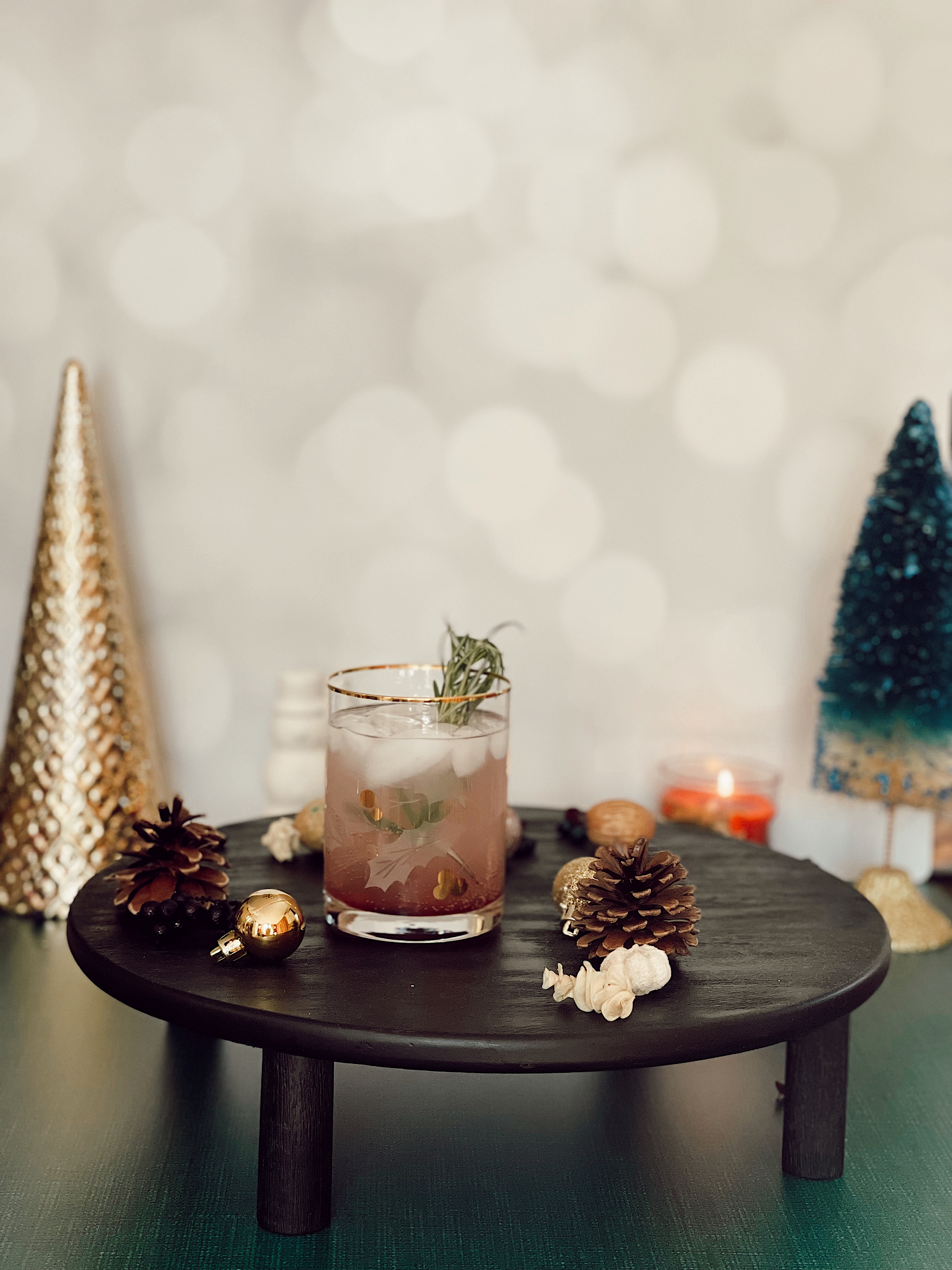 Top Nashville Lifestyle blogger, Nashville Wifestyles shares her Easy 3 Ingredient Holiday Cocktail, Rudolph's Ruby Nose Rhubarb Fizz!