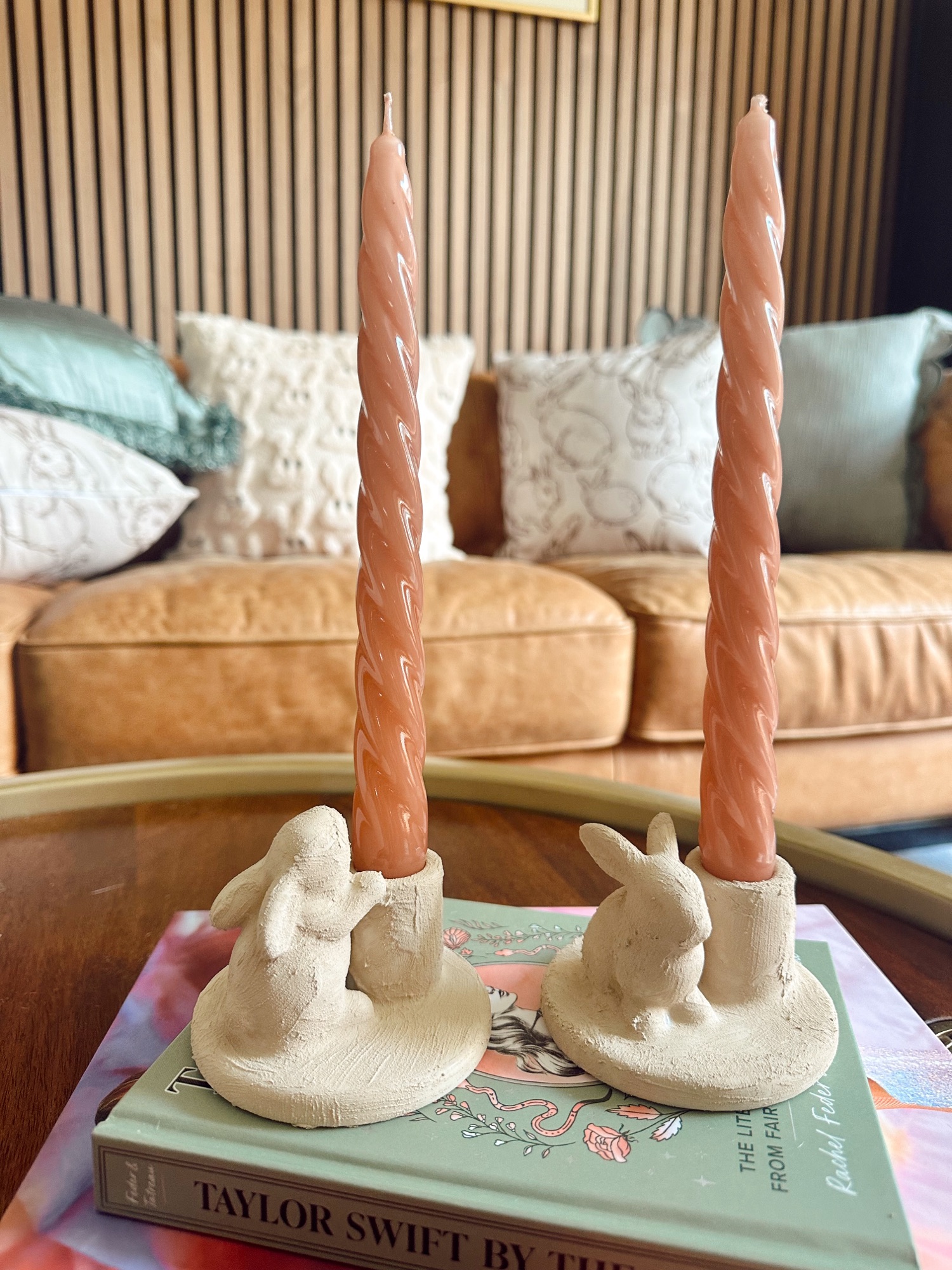 DIY Pottery Barn bunny candleholder dupe using Target finds for Easter decor